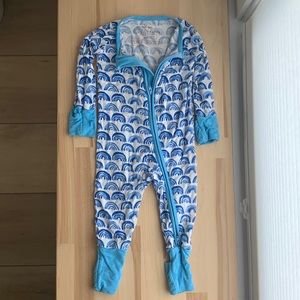 Little sleepies blue rainbow onesie